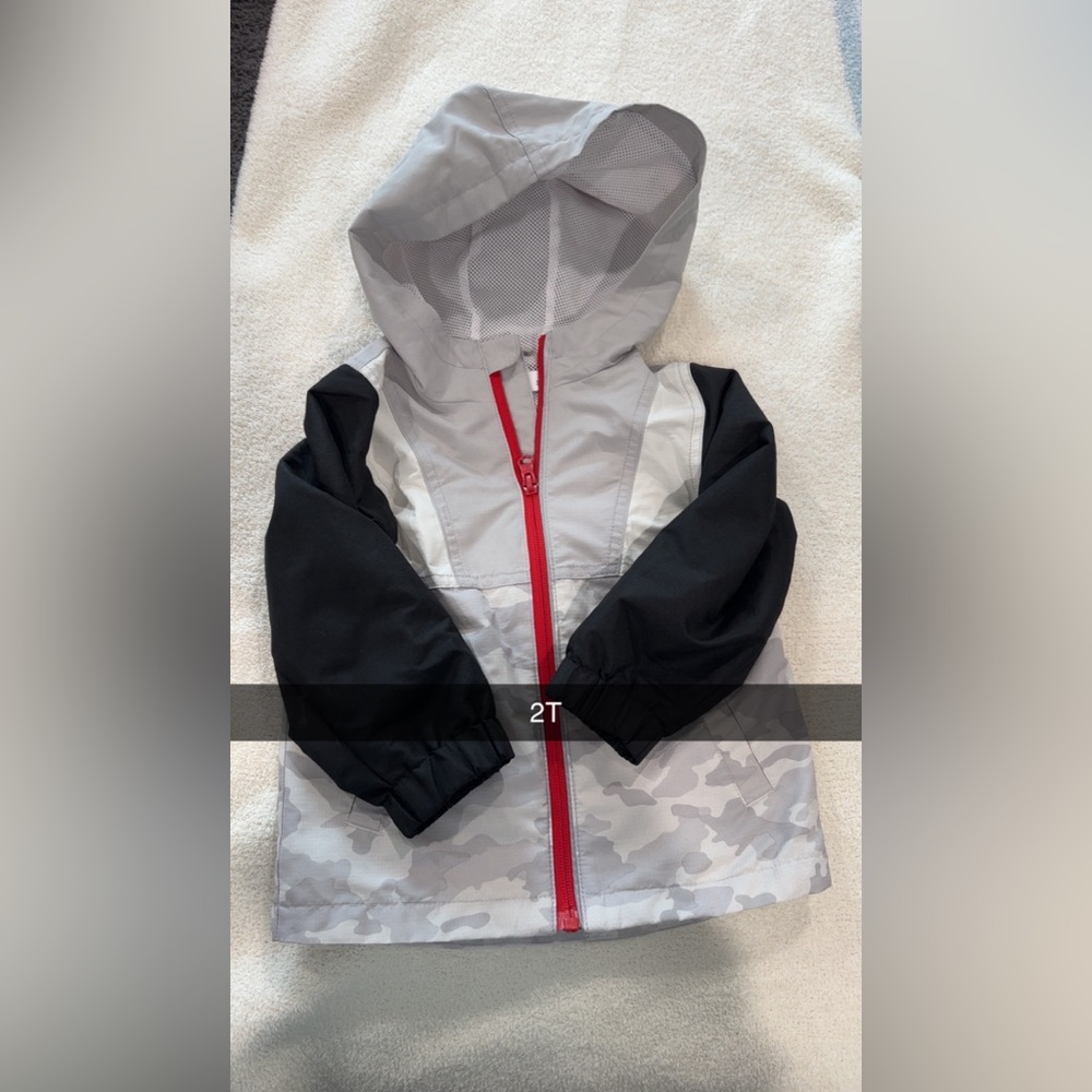 Wonder Nation Camo Raincoat with Red Accents